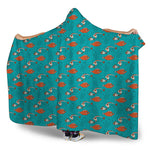 Fish And Jellyfish Pattern Print Hooded Blanket