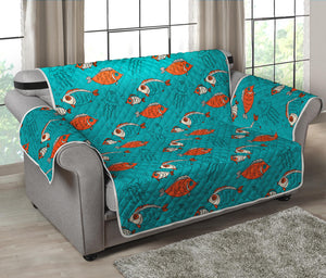 Fish And Jellyfish Pattern Print Loveseat Protector