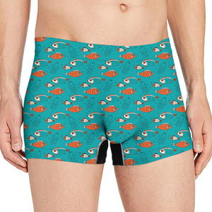 Fish And Jellyfish Pattern Print Men's Boxer Briefs