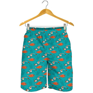 Fish And Jellyfish Pattern Print Men's Shorts