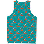 Fish And Jellyfish Pattern Print Men's Tank Top