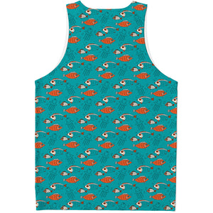 Fish And Jellyfish Pattern Print Men's Tank Top