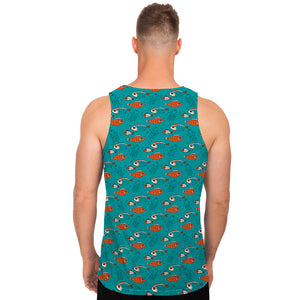 Fish And Jellyfish Pattern Print Men's Tank Top