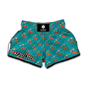 Fish And Jellyfish Pattern Print Muay Thai Boxing Shorts