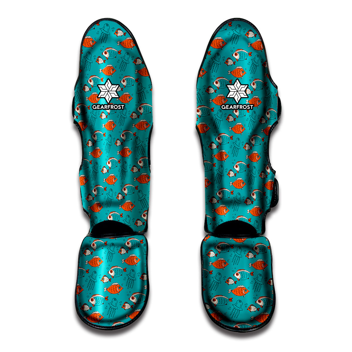 Fish And Jellyfish Pattern Print Muay Thai Shin Guard