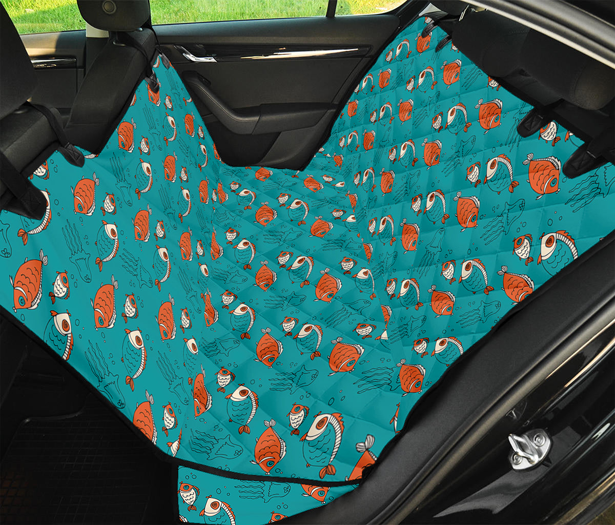 Fish And Jellyfish Pattern Print Pet Car Back Seat Cover