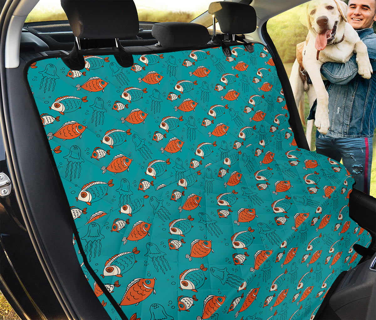 Fish And Jellyfish Pattern Print Pet Car Back Seat Cover