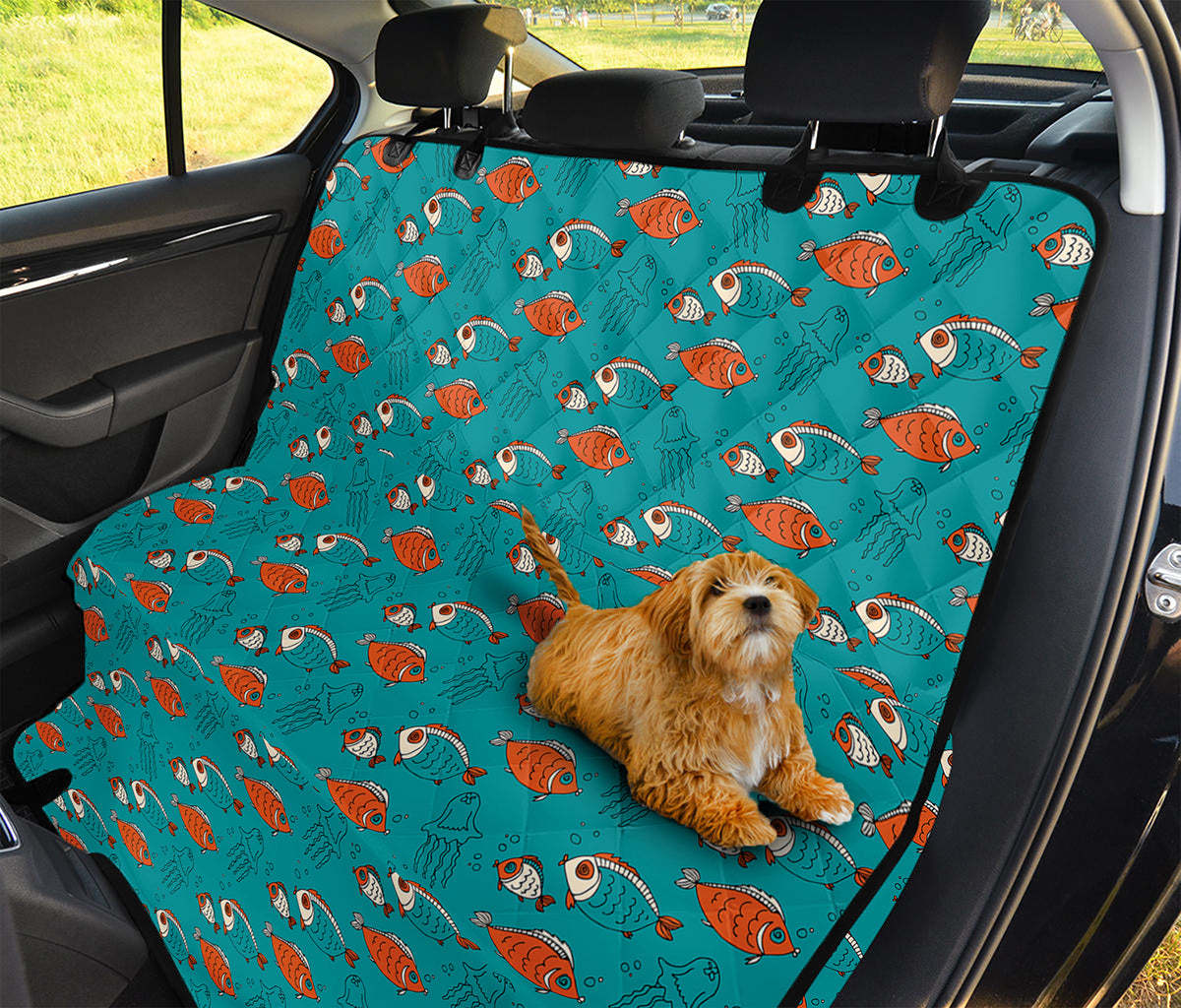 Fish And Jellyfish Pattern Print Pet Car Back Seat Cover