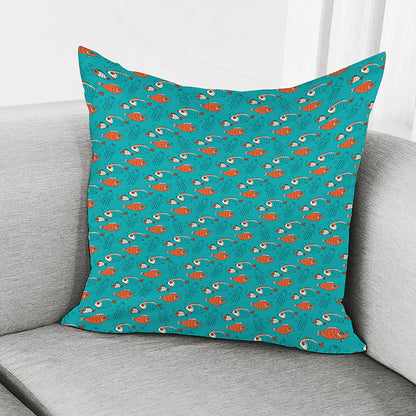 Fish And Jellyfish Pattern Print Pillow Cover