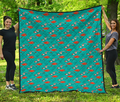 Fish And Jellyfish Pattern Print Quilt