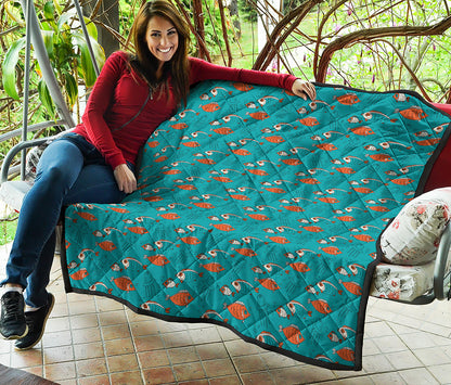 Fish And Jellyfish Pattern Print Quilt