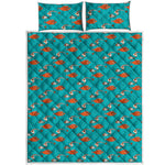 Fish And Jellyfish Pattern Print Quilt Bed Set