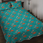 Fish And Jellyfish Pattern Print Quilt Bed Set