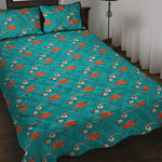 Fish And Jellyfish Pattern Print Quilt Bed Set