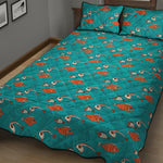 Fish And Jellyfish Pattern Print Quilt Bed Set