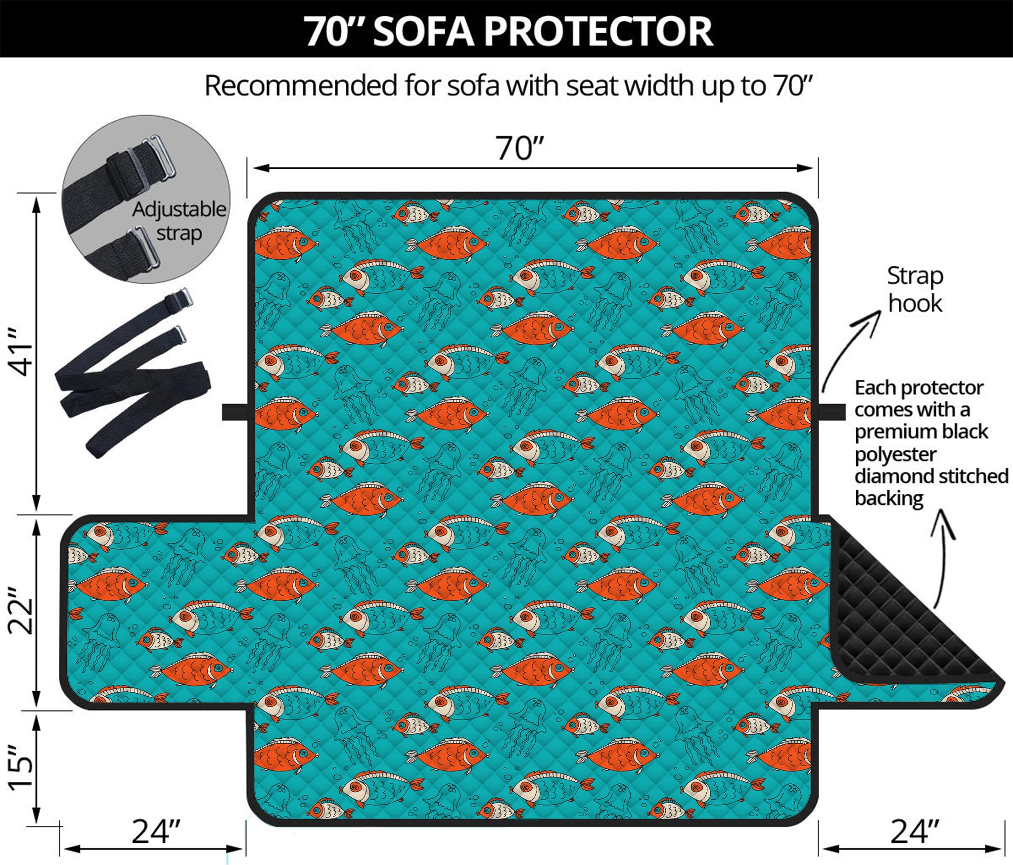 Fish And Jellyfish Pattern Print Sofa Protector