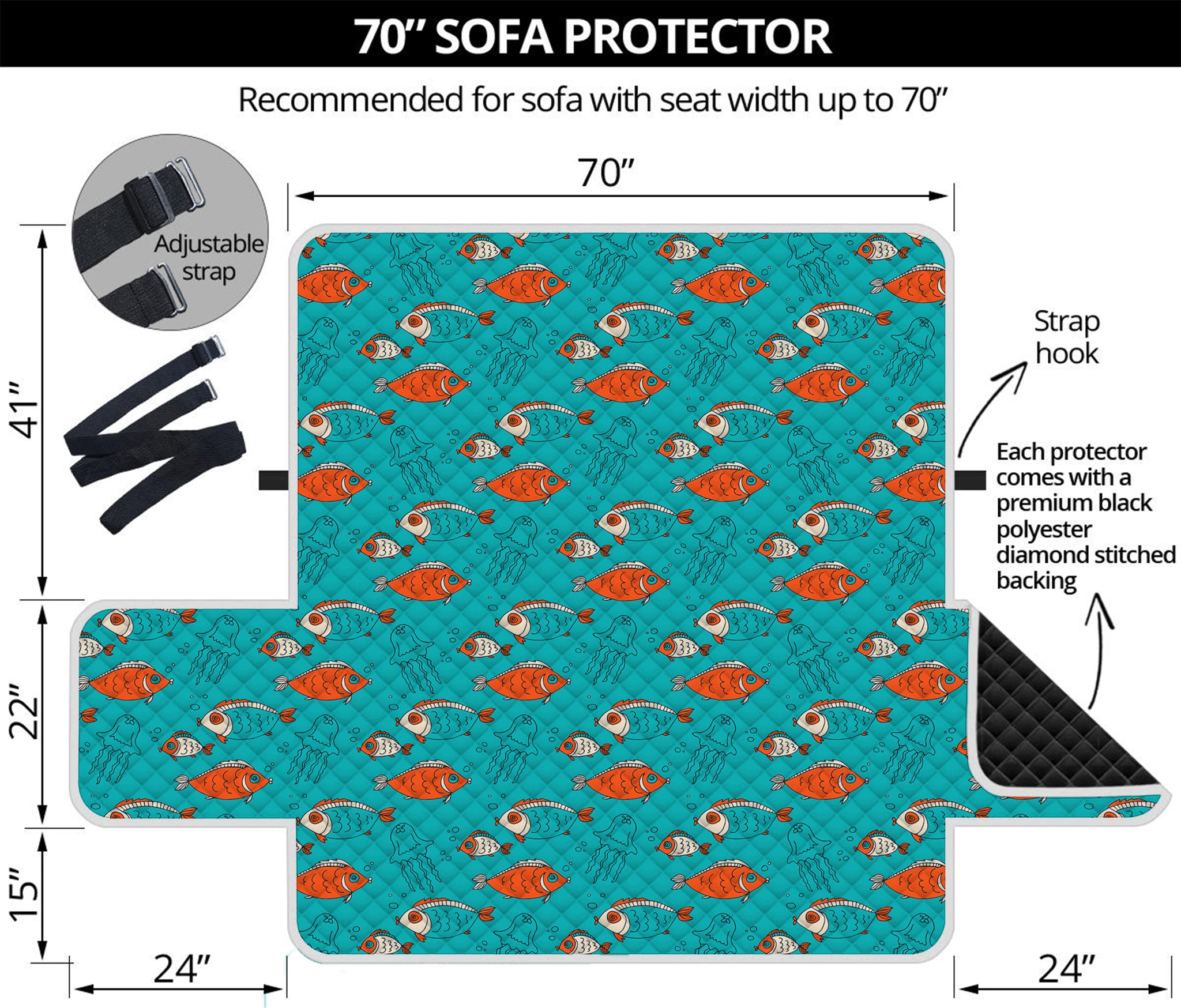 Fish And Jellyfish Pattern Print Sofa Protector