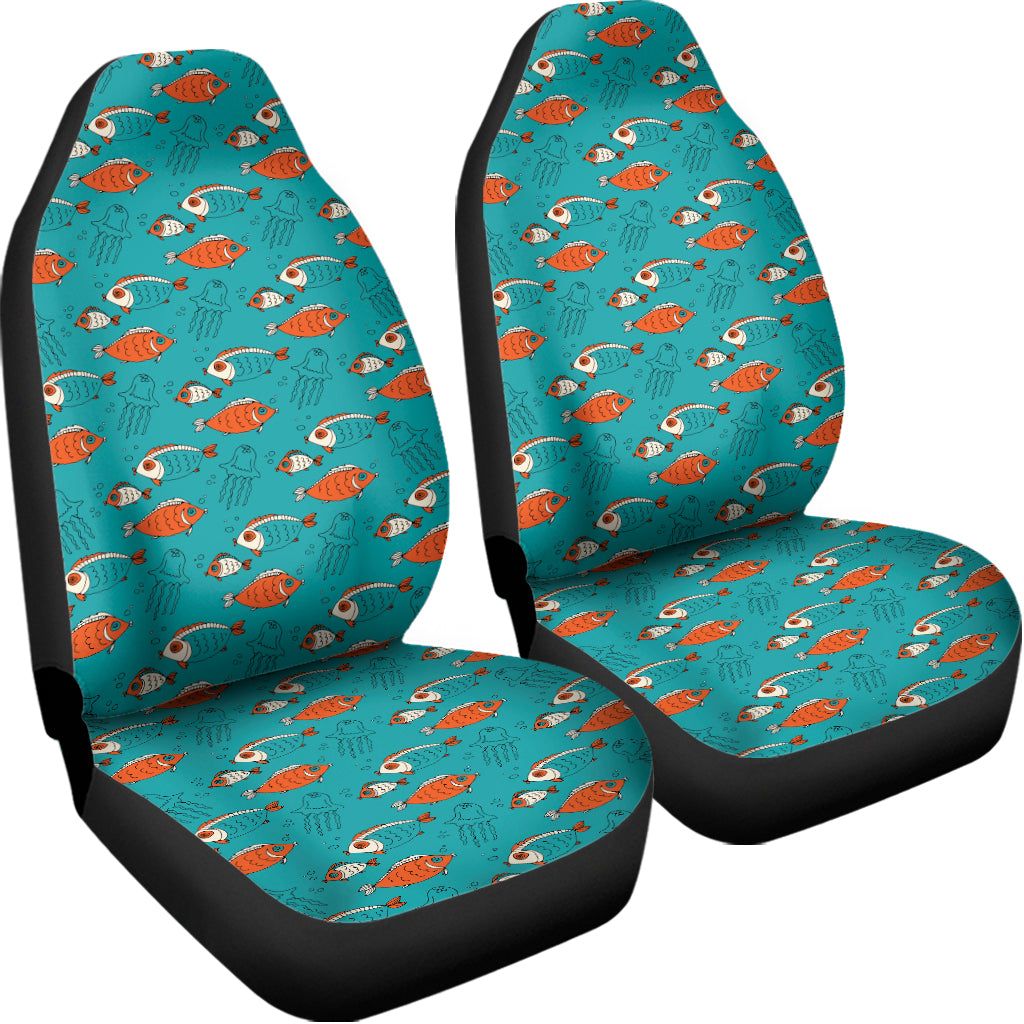 Fish And Jellyfish Pattern Print Universal Fit Car Seat Covers