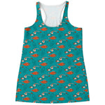 Fish And Jellyfish Pattern Print Women's Racerback Tank Top