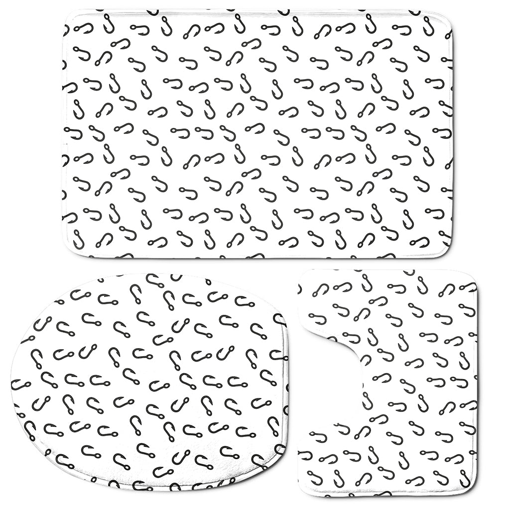 Fish Hook Pattern Print 3 Piece Bath Mat Set