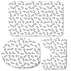 Fish Hook Pattern Print 3 Piece Bath Mat Set