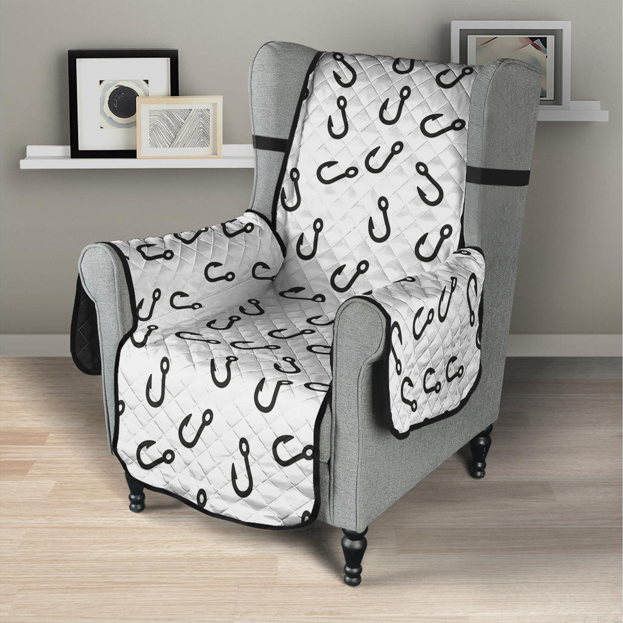 Fish Hook Pattern Print Armchair Protector