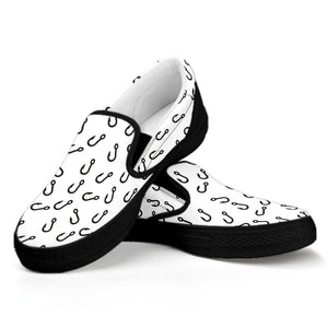 Fish Hook Pattern Print Black Slip On Shoes