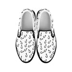 Fish Hook Pattern Print Black Slip On Shoes