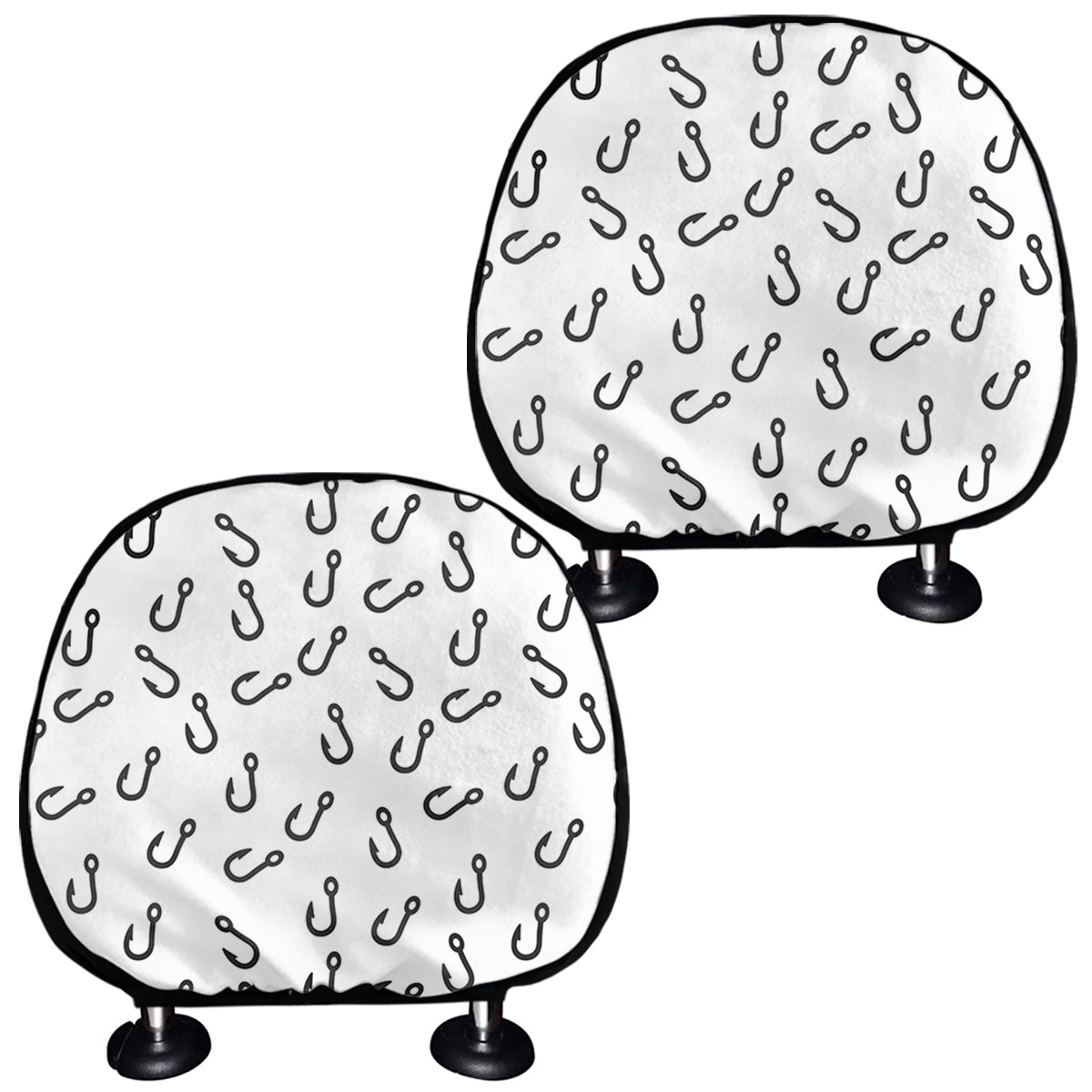 Fish Hook Pattern Print Car Headrest Covers