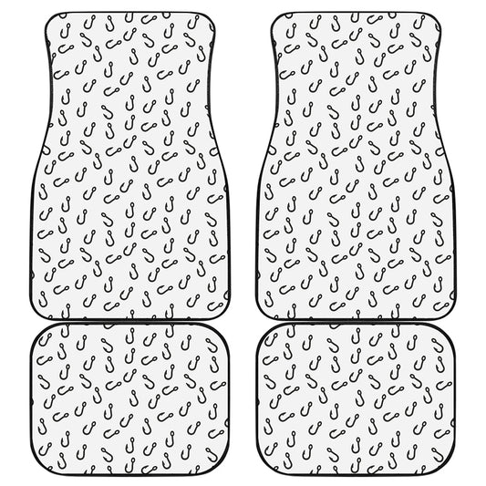 Fish Hook Pattern Print Front and Back Car Floor Mats