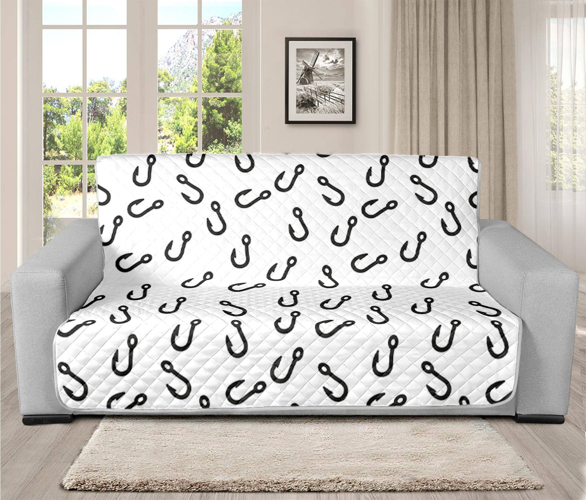 Fish Hook Pattern Print Futon Protector