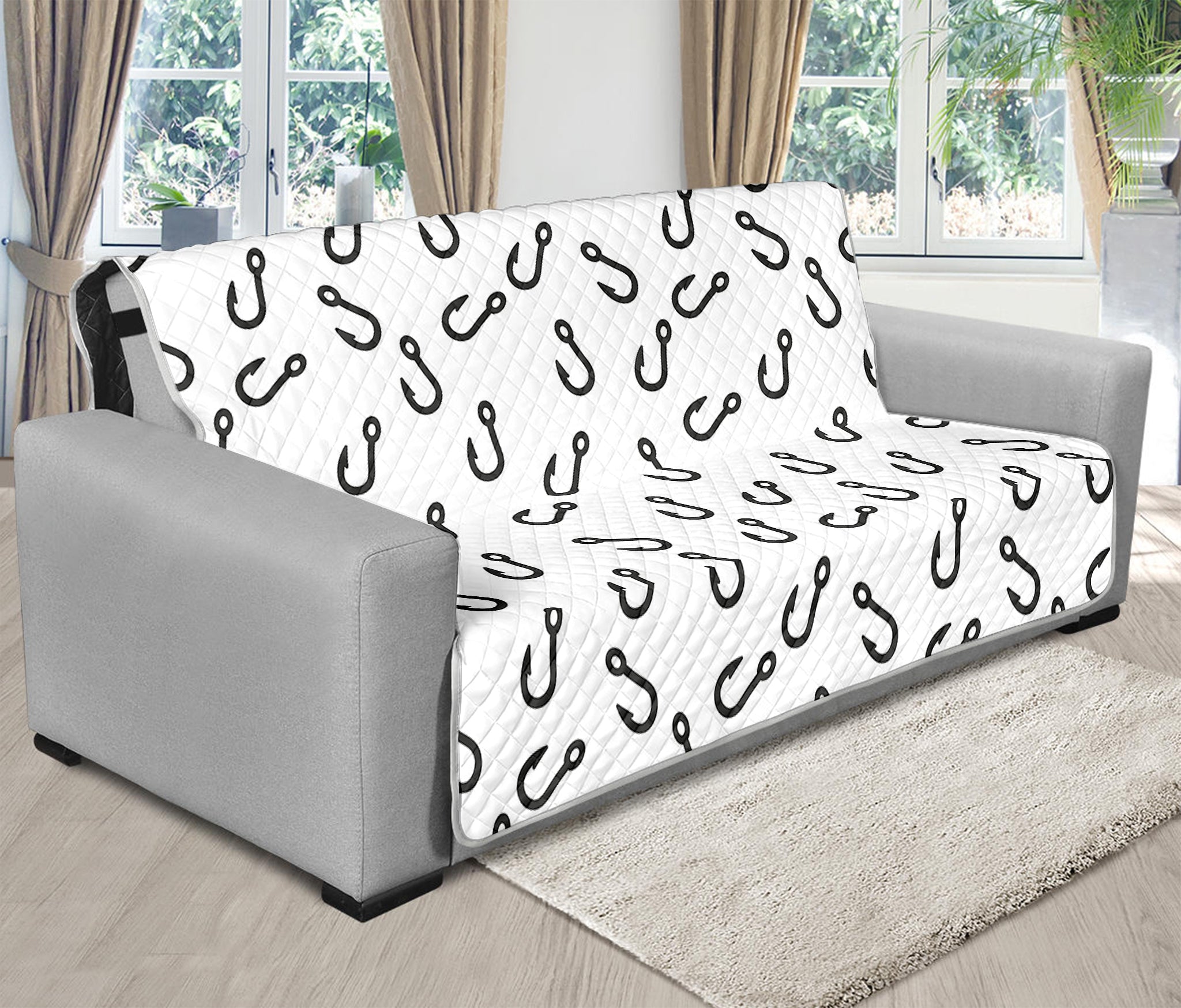 Fish Hook Pattern Print Futon Protector