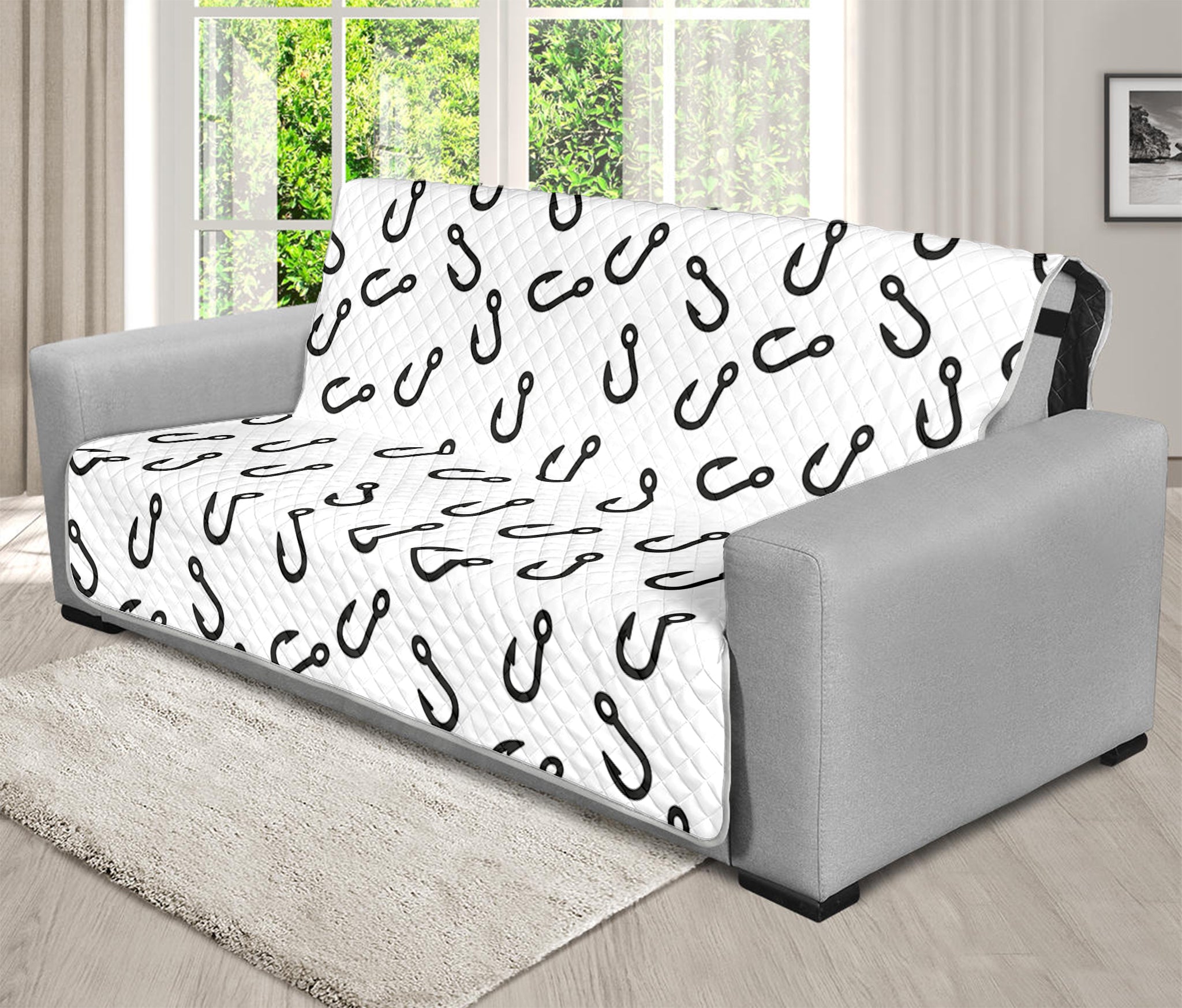 Fish Hook Pattern Print Futon Protector