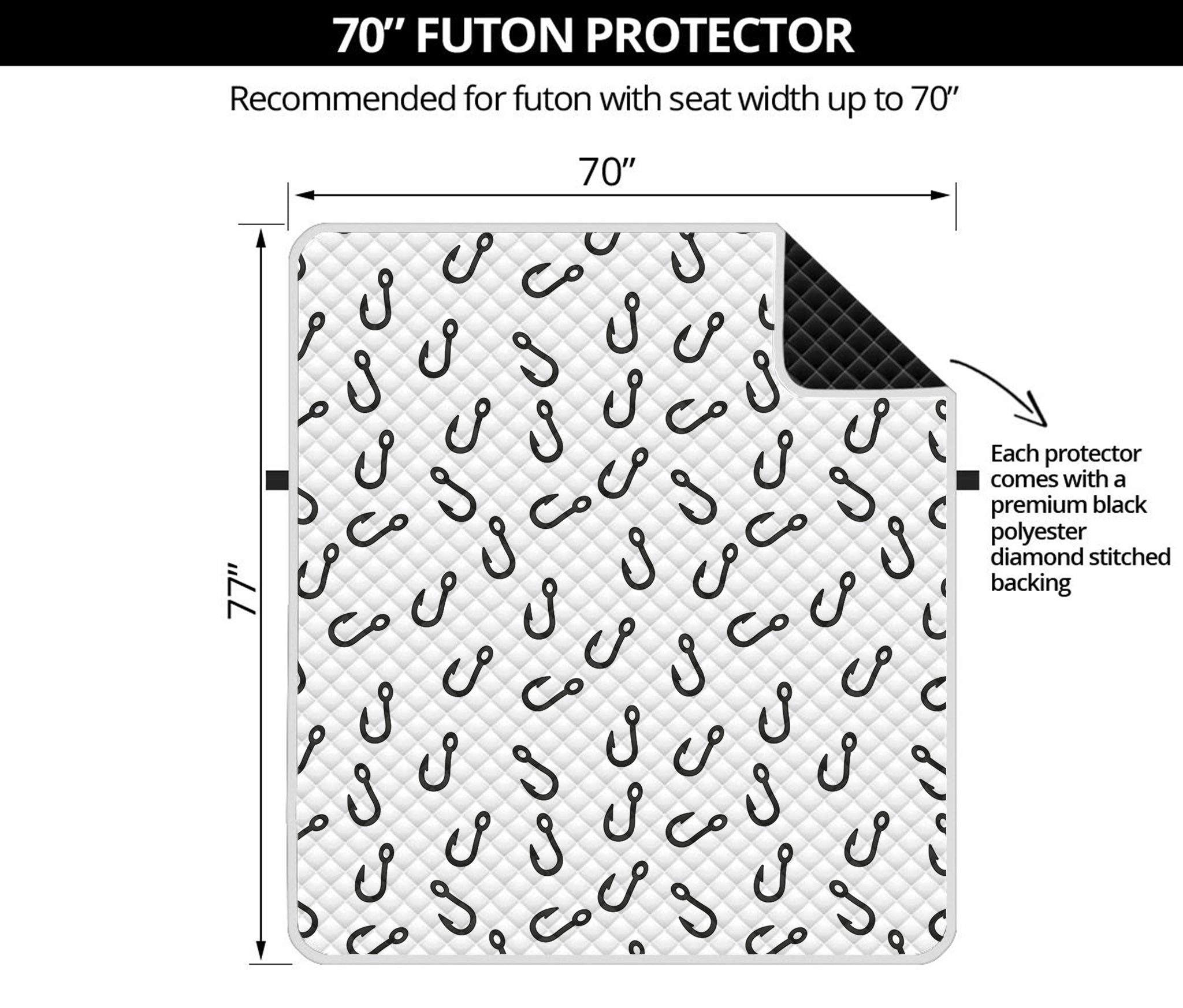 Fish Hook Pattern Print Futon Protector