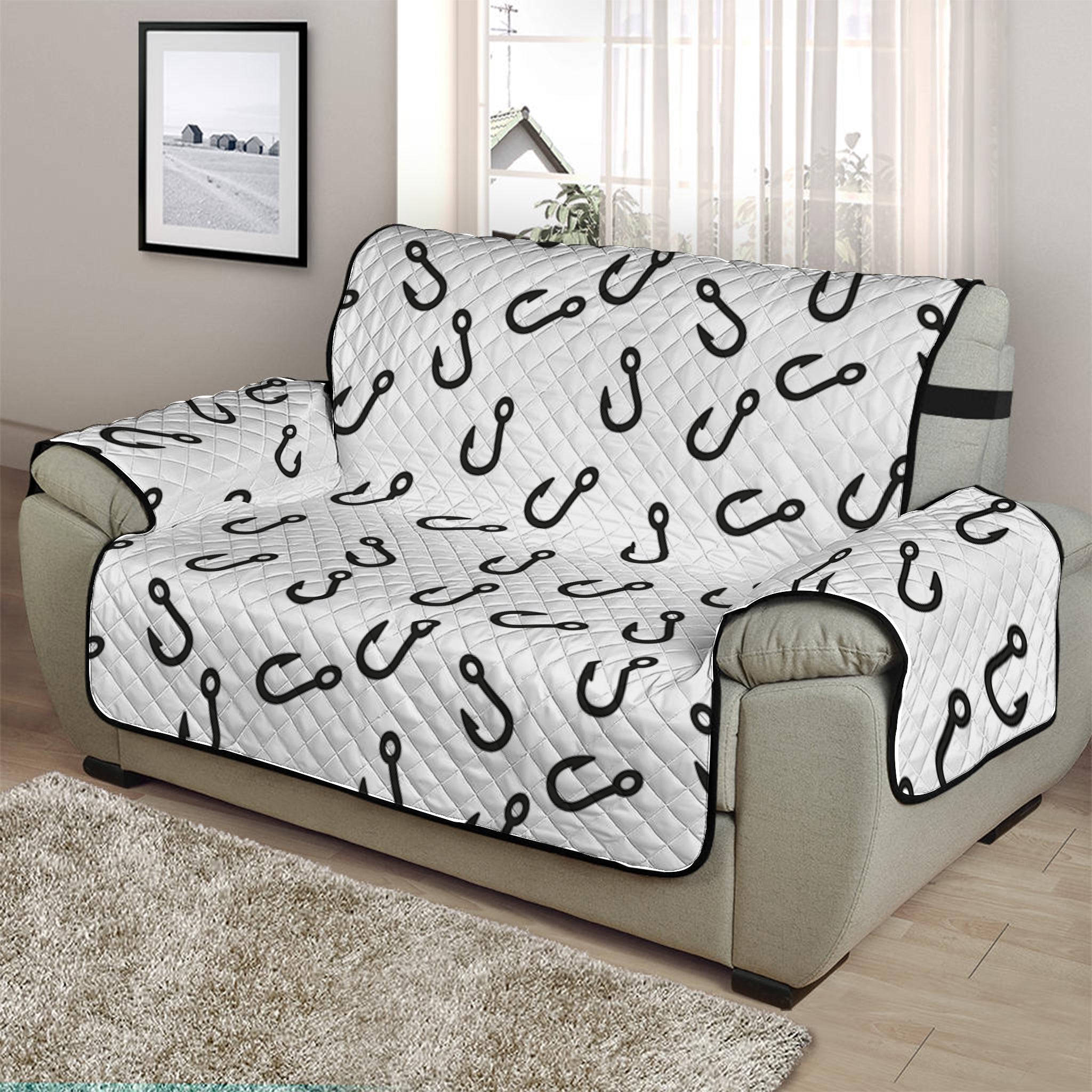 Fish Hook Pattern Print Half Sofa Protector