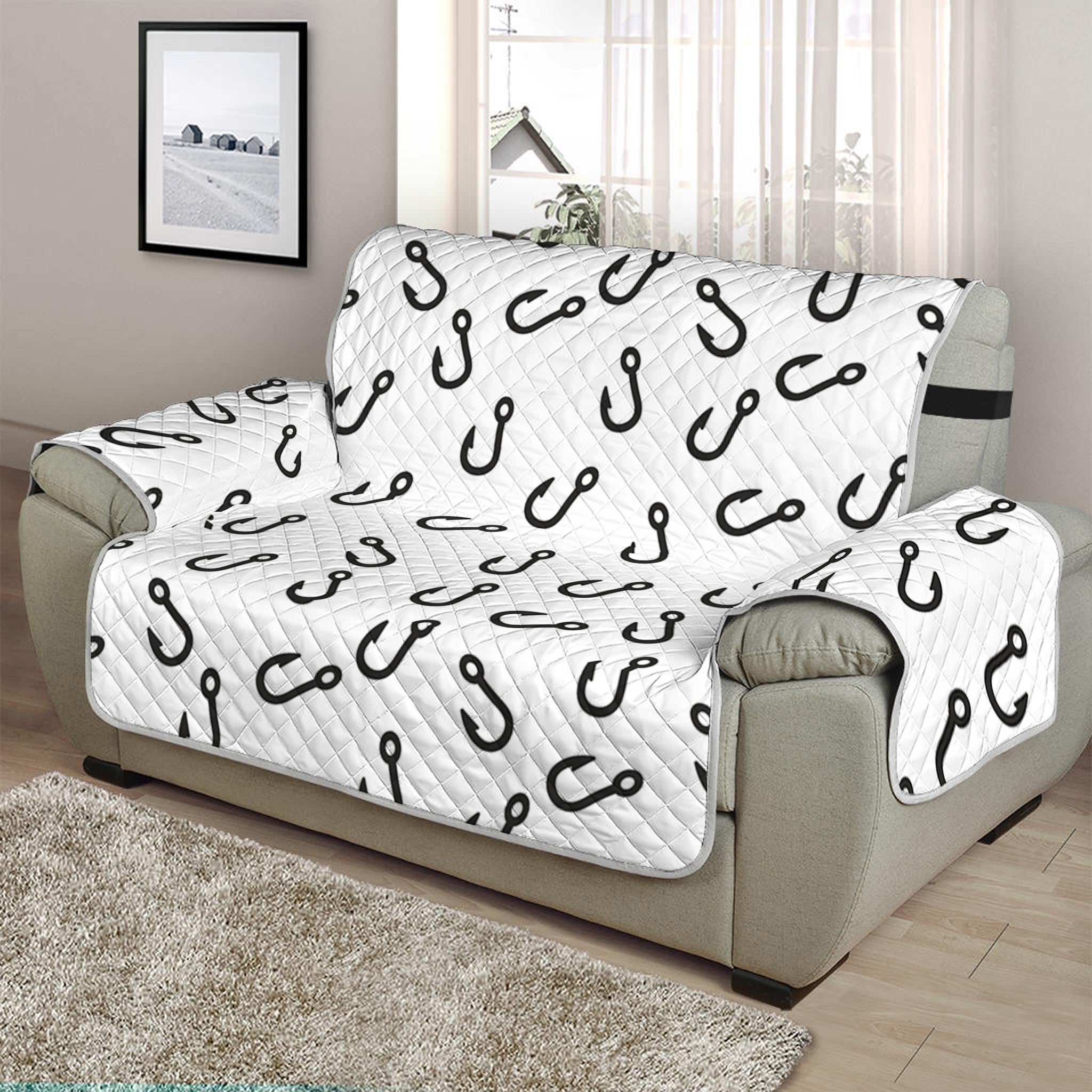 Fish Hook Pattern Print Half Sofa Protector