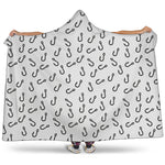 Fish Hook Pattern Print Hooded Blanket