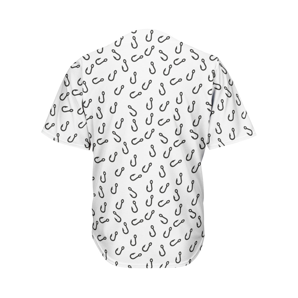 Fish Hook Pattern Print Men's Baseball Jersey