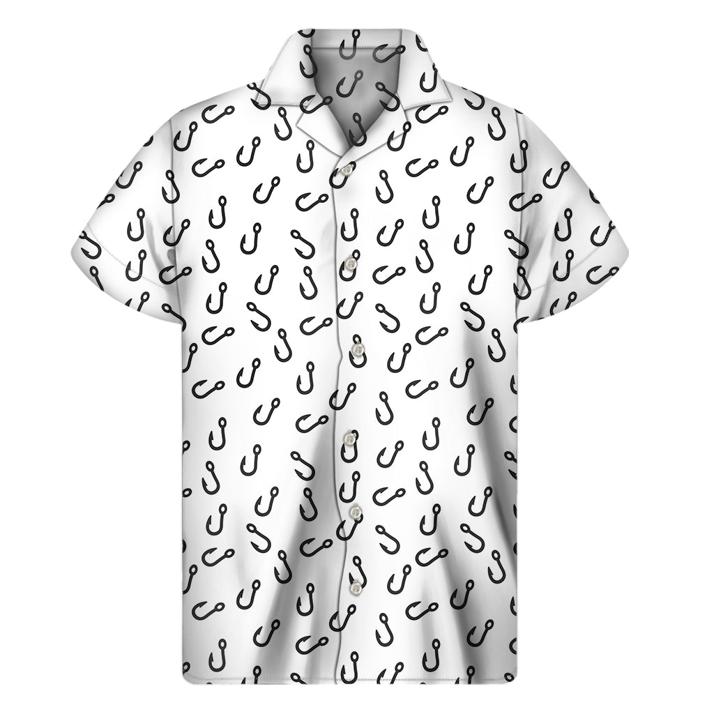 Fish Hook Pattern Print Men's Short Sleeve Shirt