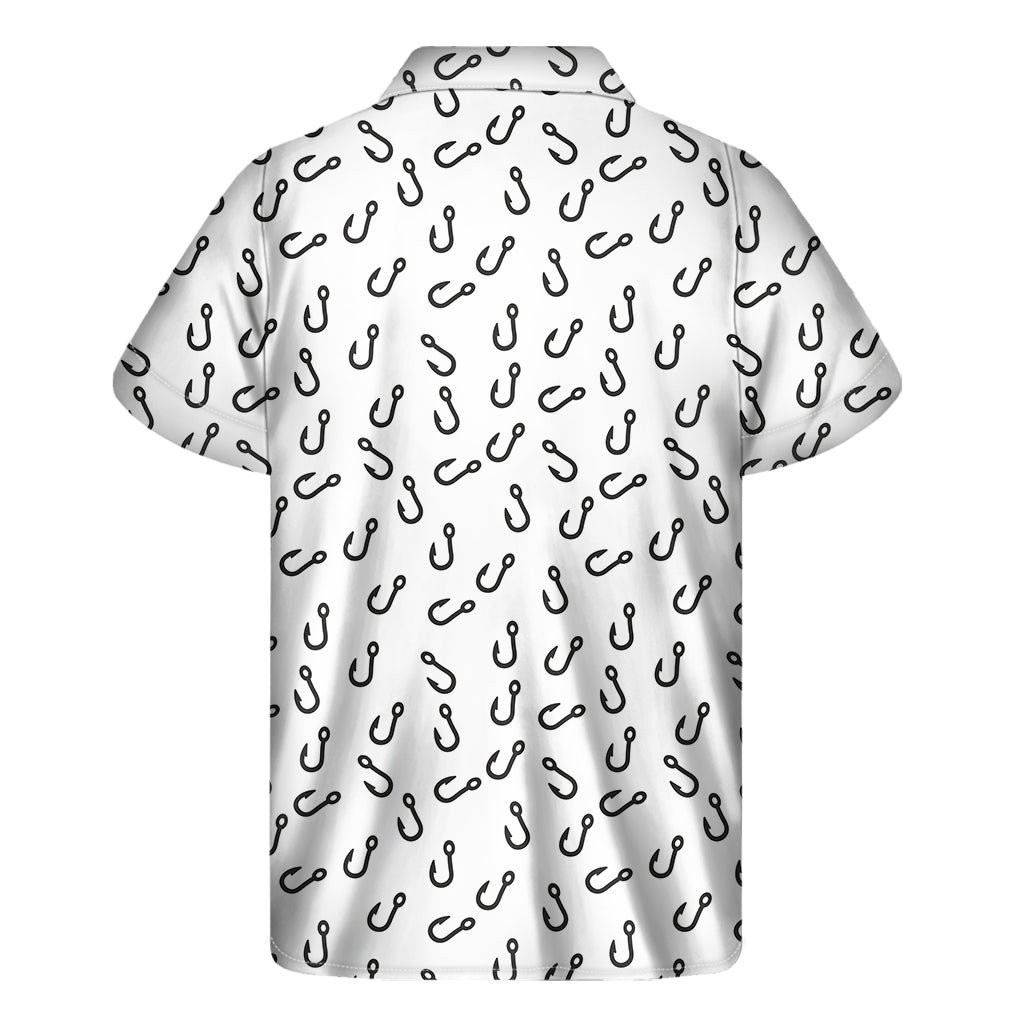 Fish Hook Pattern Print Men's Short Sleeve Shirt