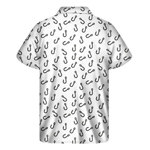 Fish Hook Pattern Print Men's Short Sleeve Shirt