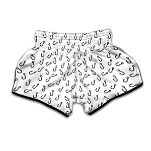 Fish Hook Pattern Print Muay Thai Boxing Shorts