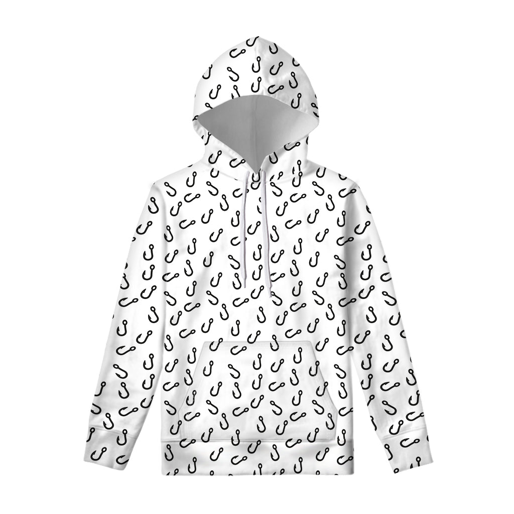 Fish Hook Pattern Print Pullover Hoodie