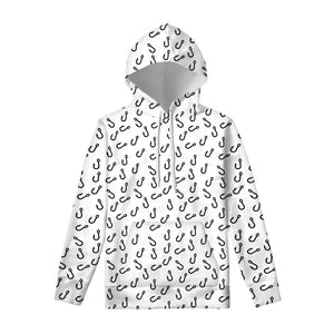 Fish Hook Pattern Print Pullover Hoodie