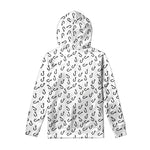 Fish Hook Pattern Print Pullover Hoodie