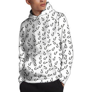 Fish Hook Pattern Print Pullover Hoodie