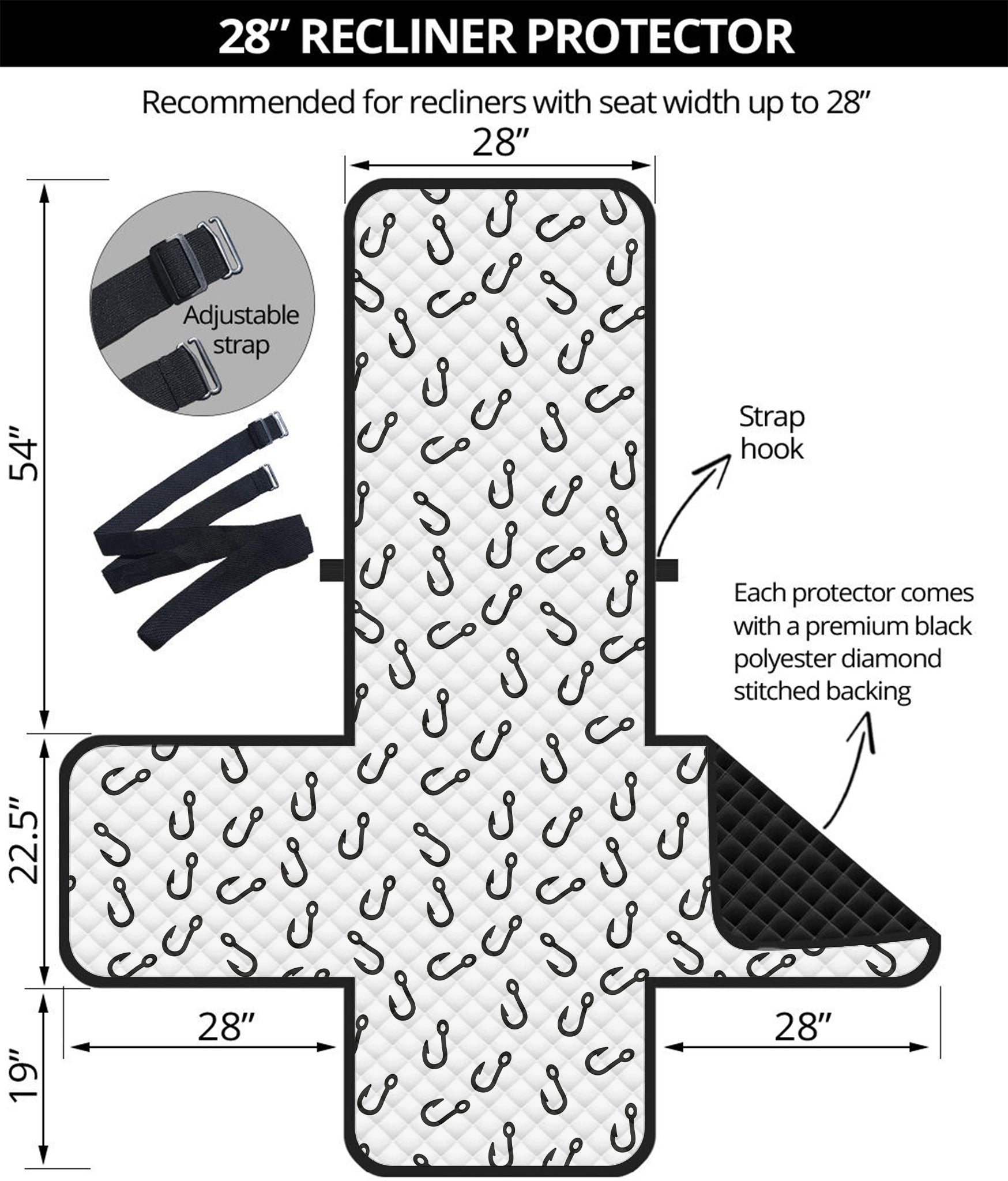 Fish Hook Pattern Print Recliner Protector