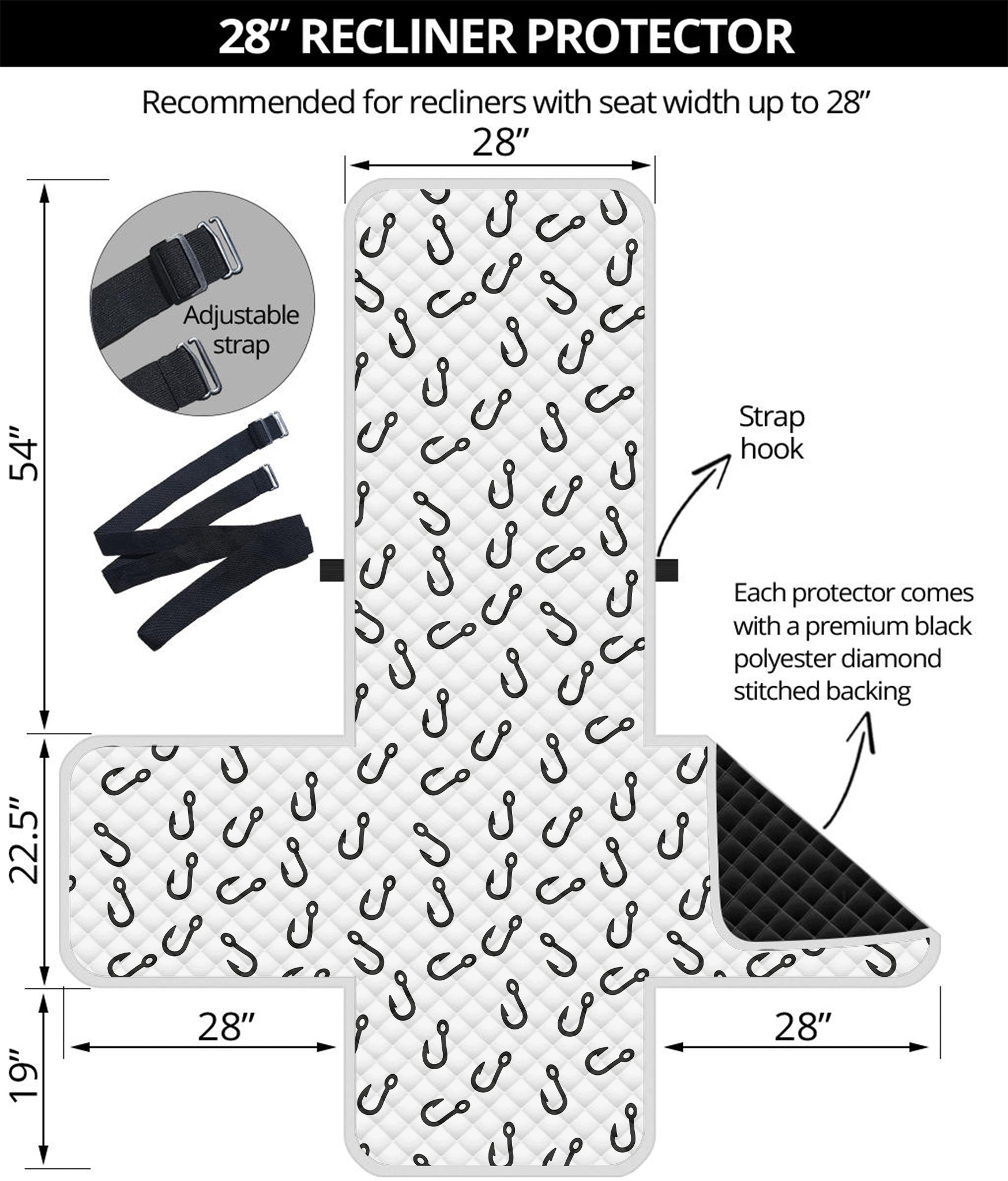 Fish Hook Pattern Print Recliner Protector