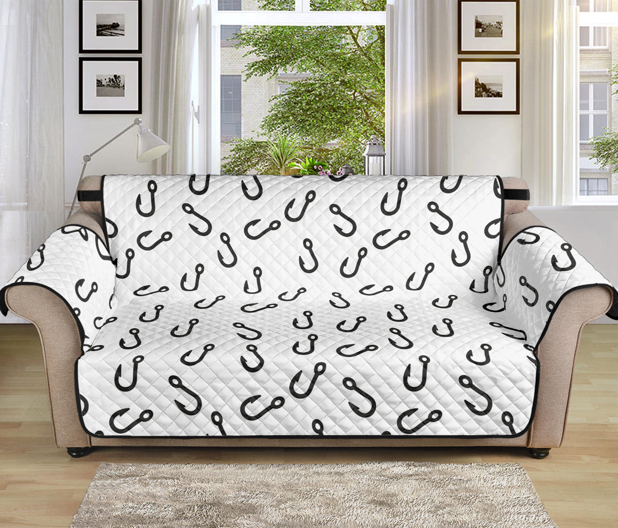 Fish Hook Pattern Print Sofa Protector