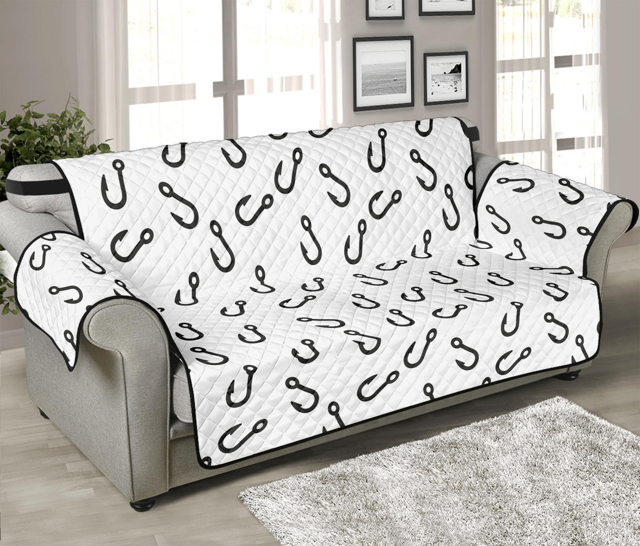 Fish Hook Pattern Print Sofa Protector